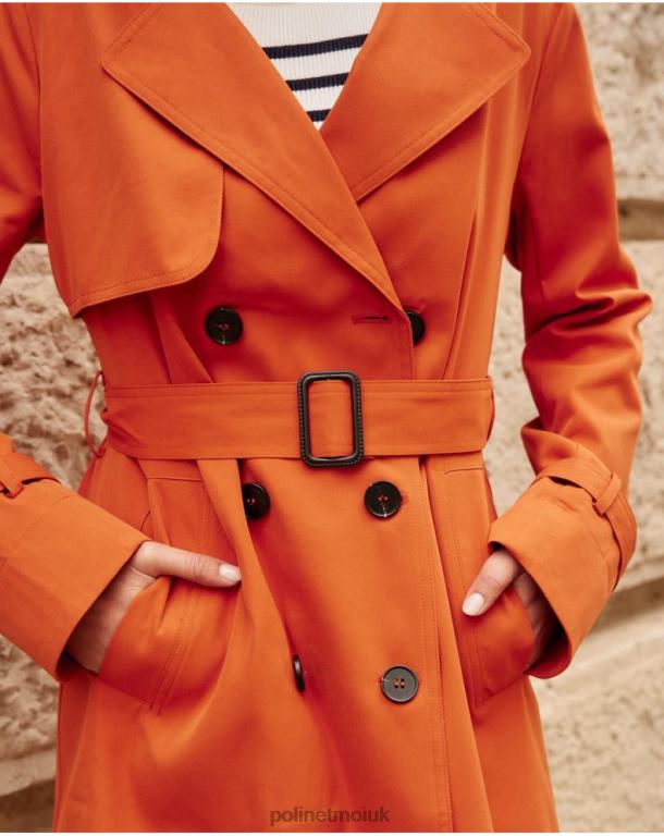 Clothing Polin et moi Classic trench coat Emilia ORANGE J4DB6365