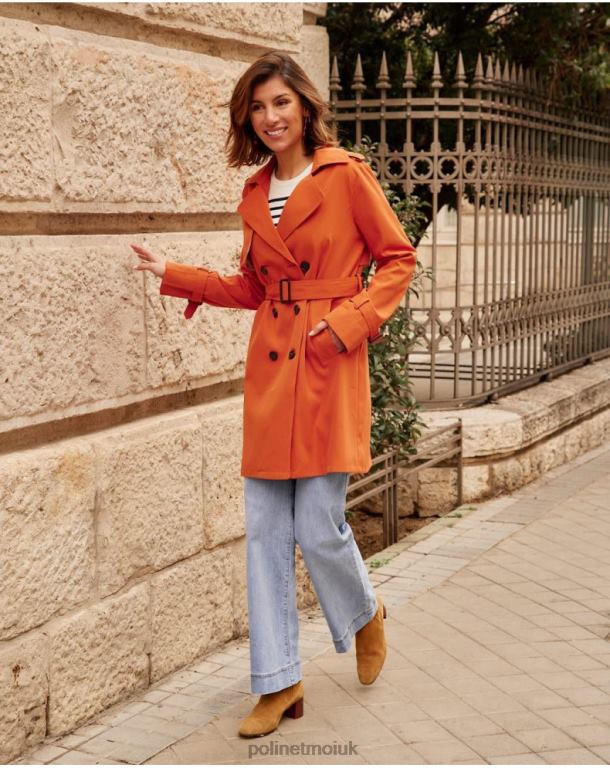 Clothing Polin et moi Classic trench coat Emilia ORANGE J4DB6365