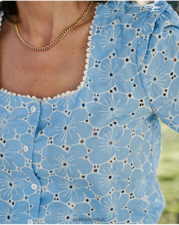 Clothing Polin et moi Anat Embroidered Blouse Celestial J4DB6148