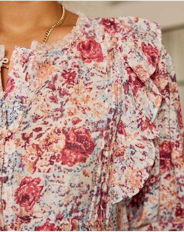 Clothing Polin et moi Blouse Flores Isabela Raspberry J4DB6233