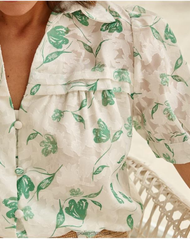 Clothing Polin et moi Blouse Flowers Oli Emerald green J4DB6161