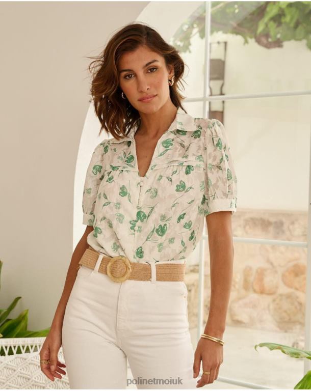 Clothing Polin et moi Blouse Flowers Oli Emerald green J4DB6161