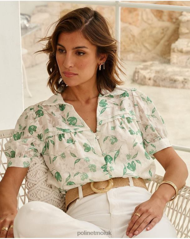 Clothing Polin et moi Blouse Flowers Oli Emerald green J4DB6161