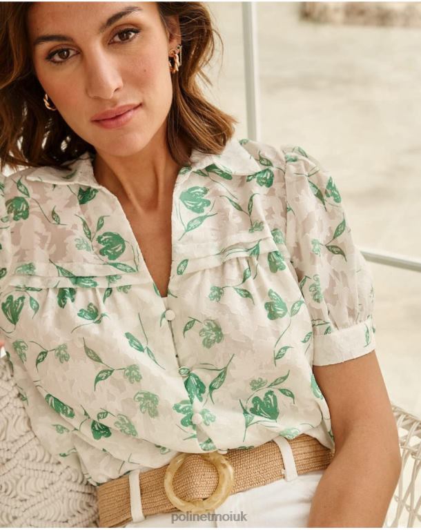 Clothing Polin et moi Blouse Flowers Oli Emerald green J4DB6161
