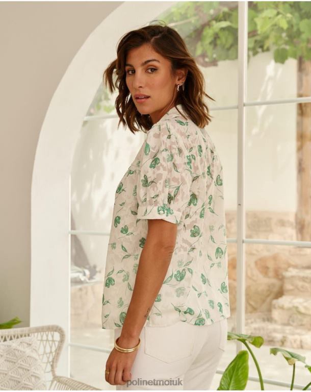Clothing Polin et moi Blouse Flowers Oli Emerald green J4DB6161