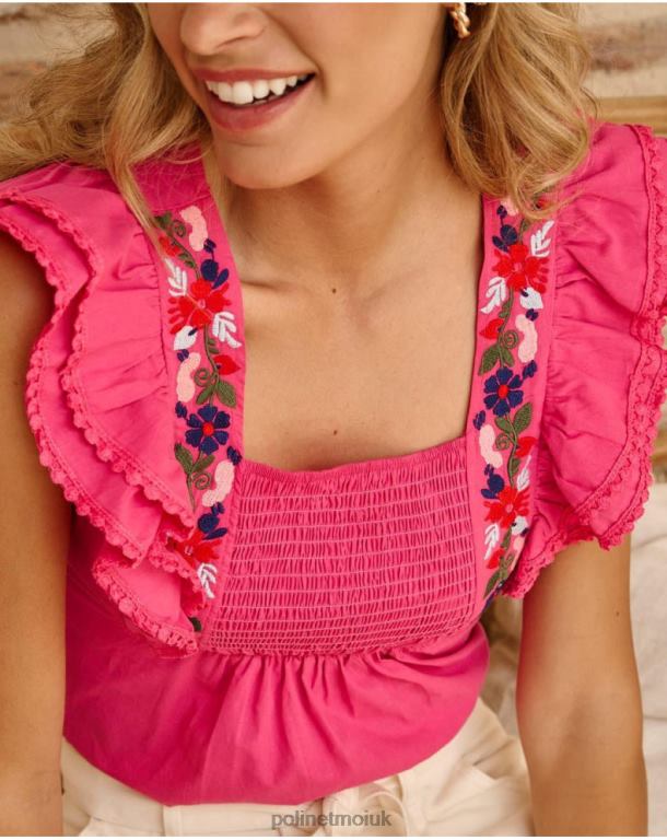 Clothing Polin et moi Blouse Ruffled Angela Fuchsia J4DB6167