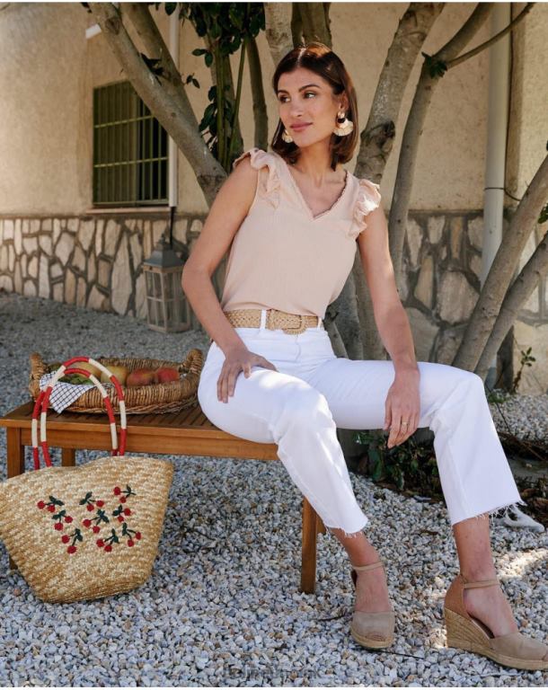 Clothing Polin et moi Blouse Ruffled Rosalinda Beige J4DB6187