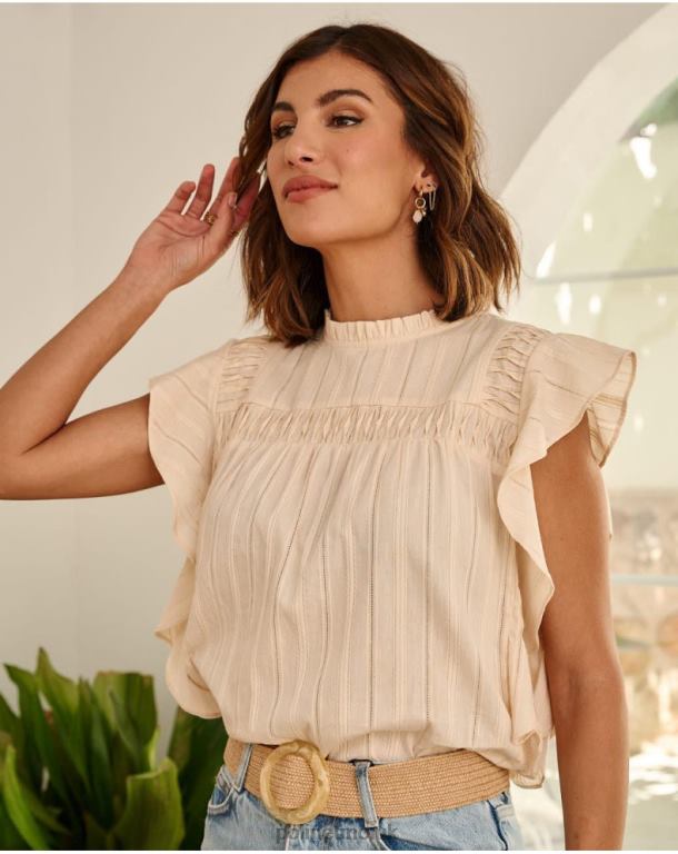 Clothing Polin et moi Blouse ruffle Saroa Beige J4DB6162