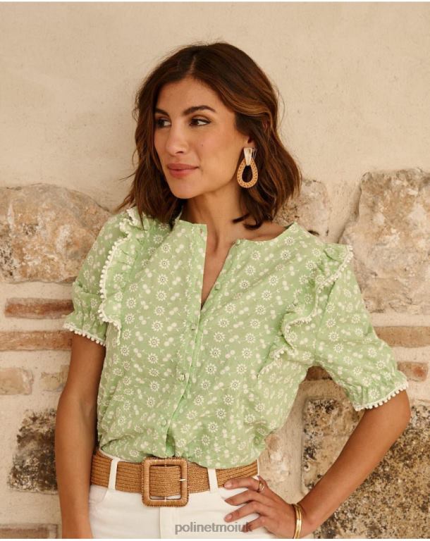 Clothing Polin et moi Candida Embroidered Blouse APPLE GREEN/ MINT J4DB6154