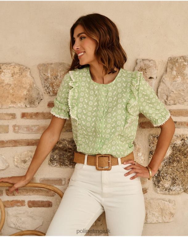 Clothing Polin et moi Candida Embroidered Blouse APPLE GREEN/ MINT J4DB6154