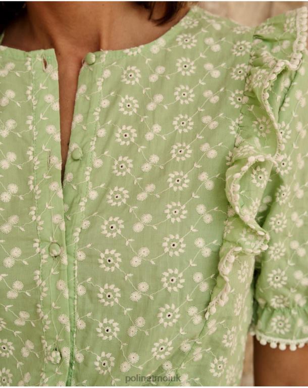 Clothing Polin et moi Candida Embroidered Blouse APPLE GREEN/ MINT J4DB6154