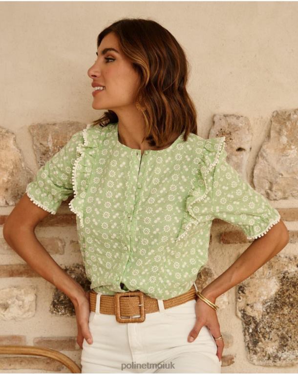 Clothing Polin et moi Candida Embroidered Blouse APPLE GREEN/ MINT J4DB6154