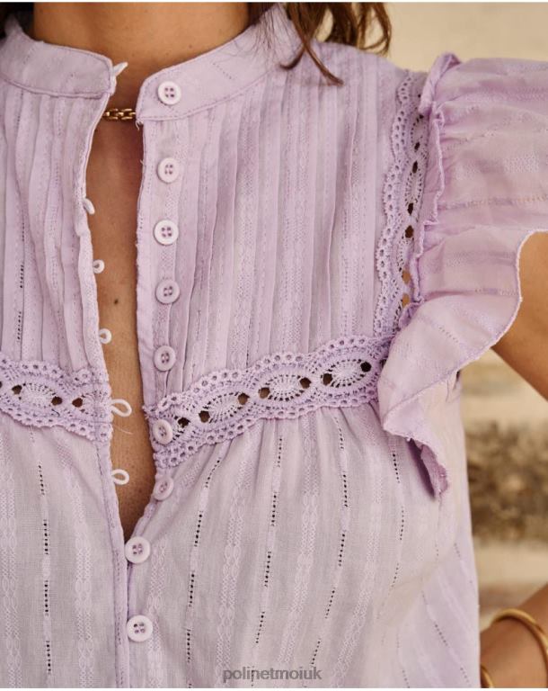 Clothing Polin et moi Danna Button Blouse Lilac J4DB6171