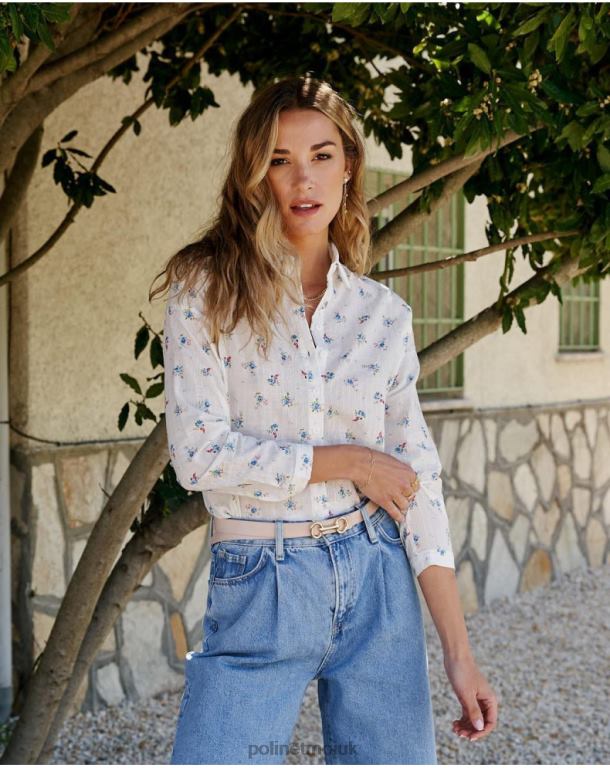 Clothing Polin et moi Ema Flowers shirt white J4DB6149