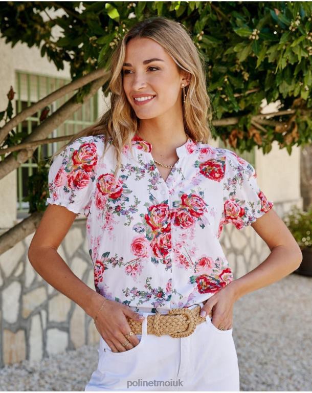 Clothing Polin et moi Faustina Roses Shirt WHITE J4DB6192