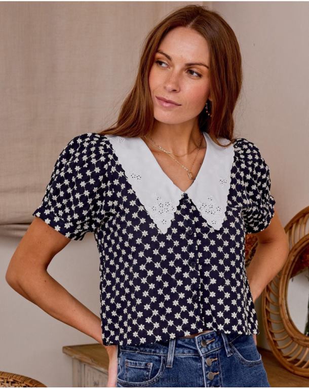 Clothing Polin et moi Ivy Baby Collar Shirt Marine J4DB6196