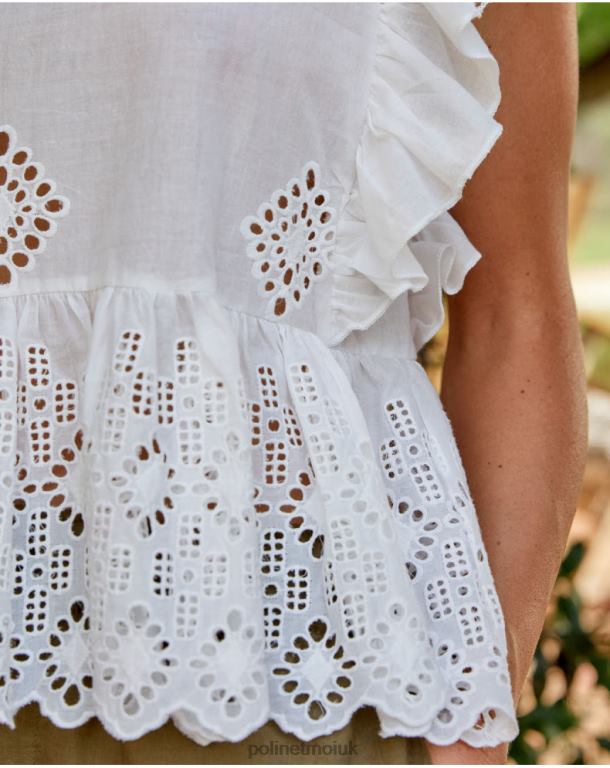 Clothing Polin et moi Jane Openwork Blouse white J4DB6160