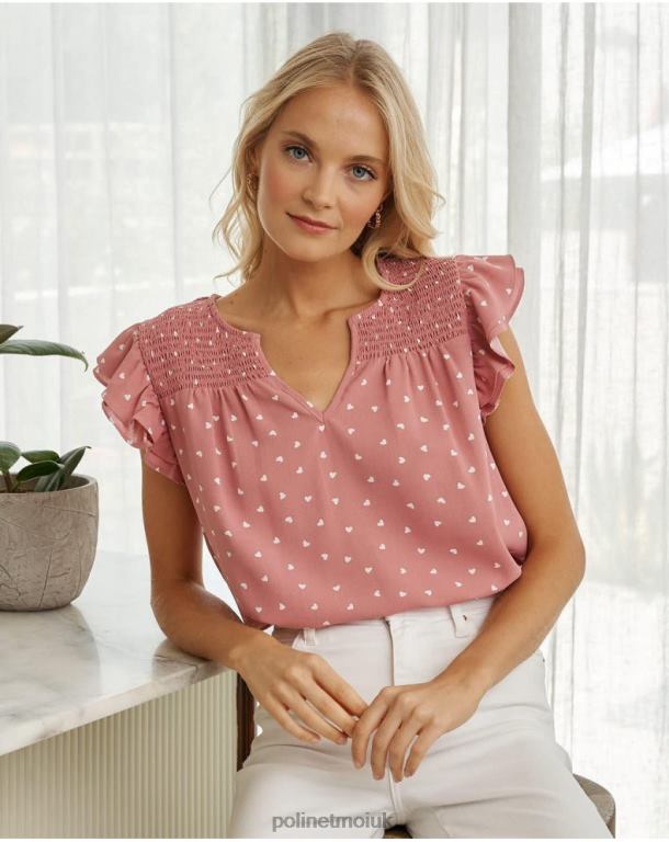 Clothing Polin et moi Katerina Hearts Blouse Makeup J4DB6166