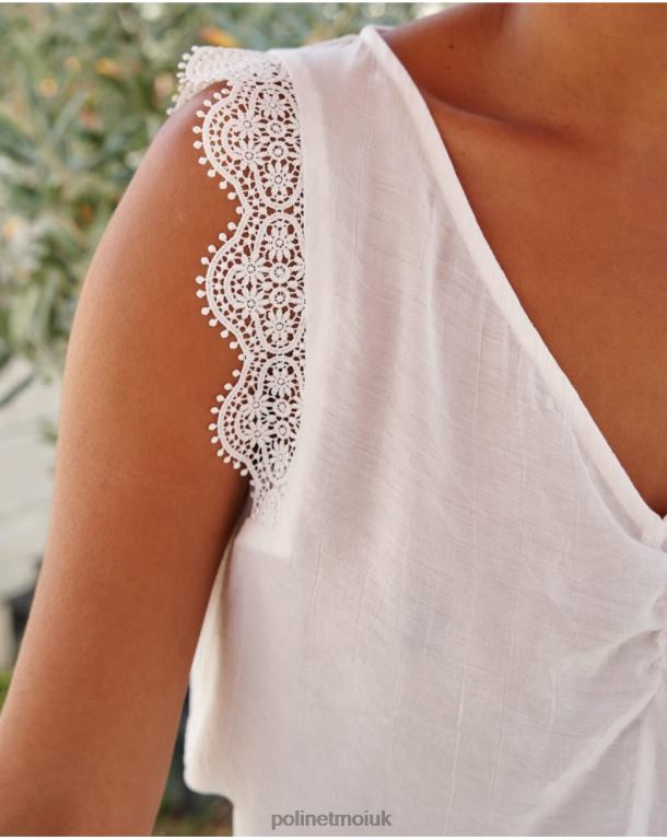 Clothing Polin et moi Lace blouse Mery white J4DB6153