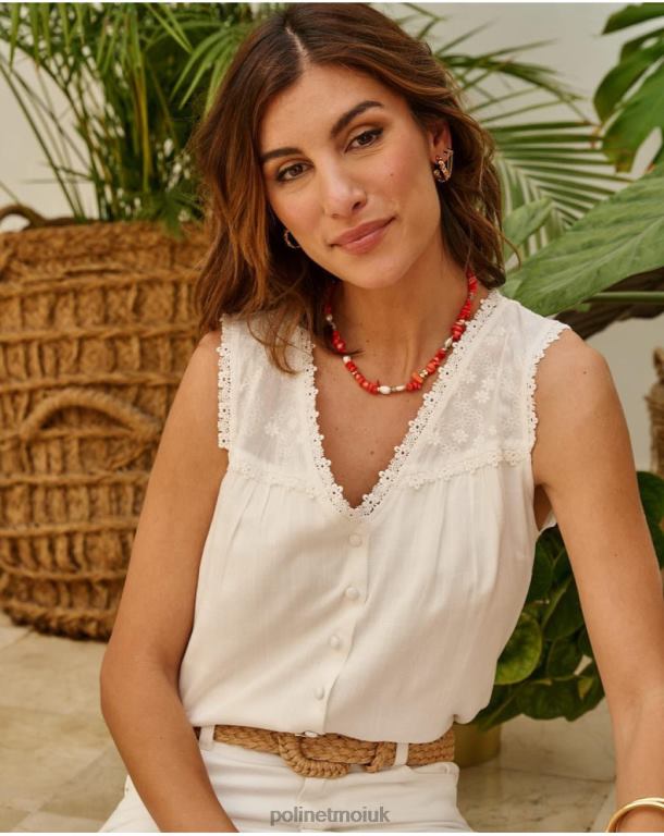 Clothing Polin et moi Linen Josefina blouse white J4DB6158