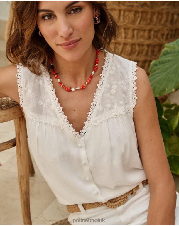 Clothing Polin et moi Linen Josefina blouse white J4DB6158