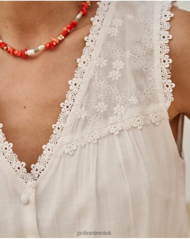 Clothing Polin et moi Linen Josefina blouse white J4DB6158