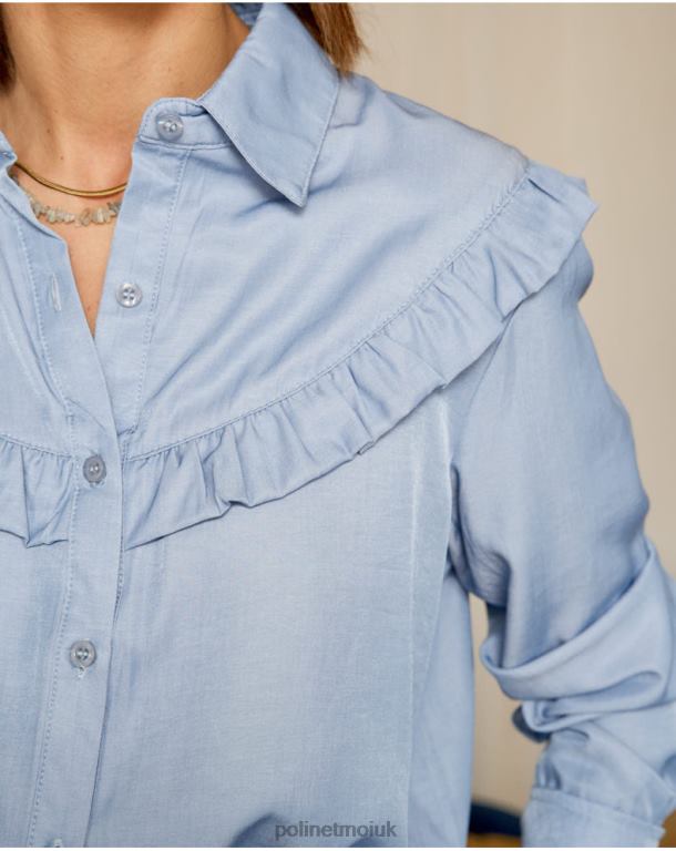 Clothing Polin et moi Rosana Ruffle shirt DENIM J4DB6236