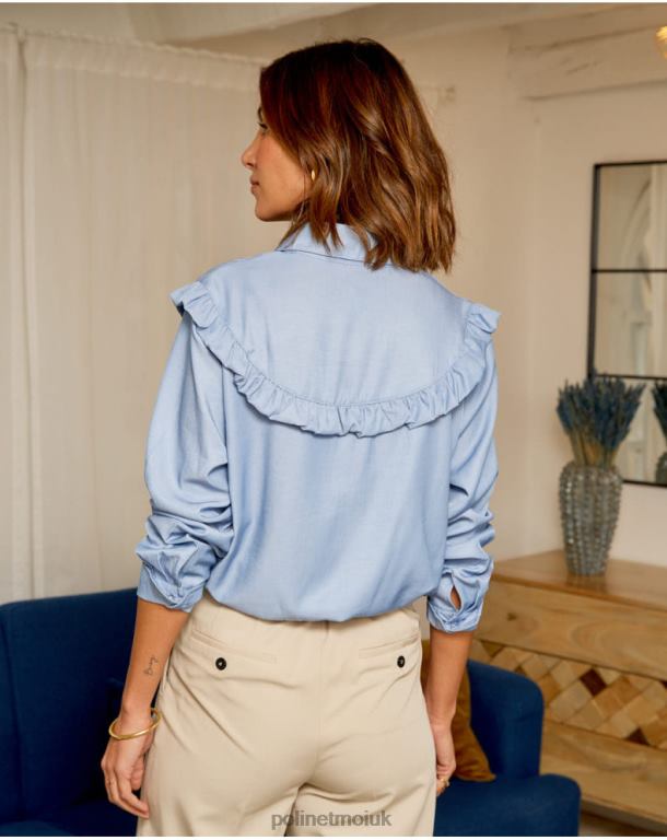 Clothing Polin et moi Rosana Ruffle shirt DENIM J4DB6236