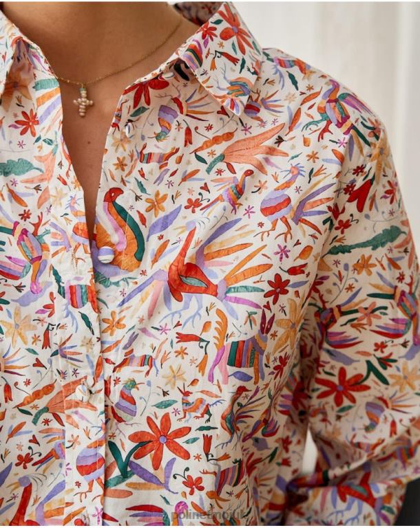 Clothing Polin et moi Shirt Flowers Galatea ORANGE J4DB6206