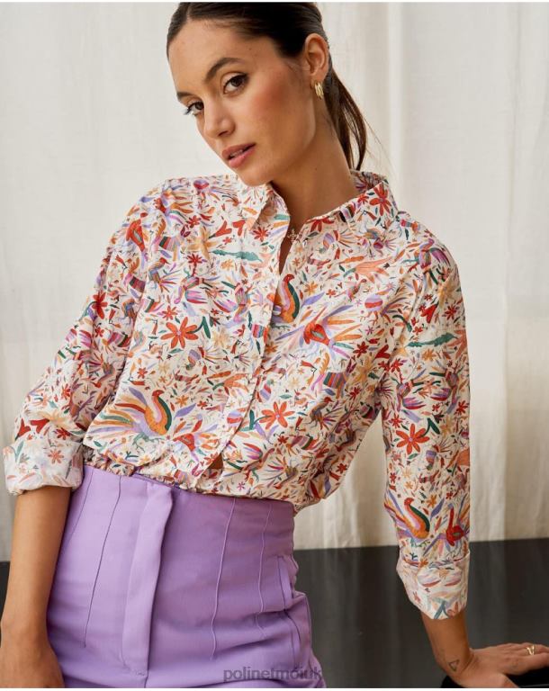 Clothing Polin et moi Shirt Flowers Galatea ORANGE J4DB6206