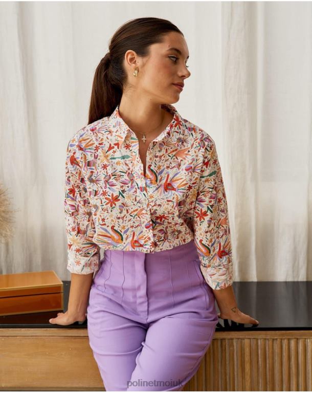 Clothing Polin et moi Shirt Flowers Galatea ORANGE J4DB6206