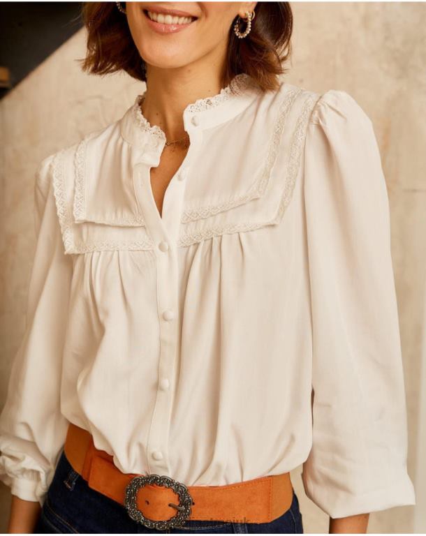 Clothing Polin et moi Shirt Ruffled Hestia white J4DB6216