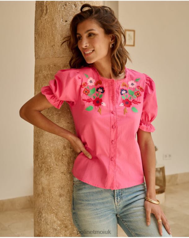 Clothing Polin et moi Tamira Embroidered Blouse Fuchsia J4DB6198