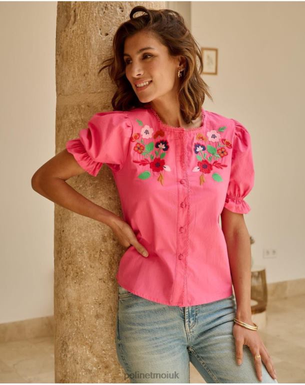 Clothing Polin et moi Tamira Embroidered Blouse Fuchsia J4DB6198