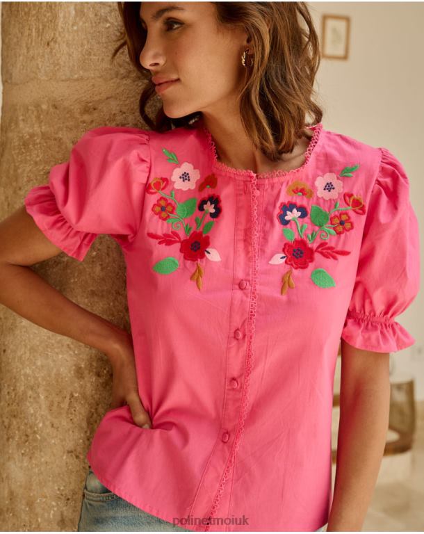 Clothing Polin et moi Tamira Embroidered Blouse Fuchsia J4DB6198
