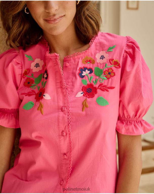 Clothing Polin et moi Tamira Embroidered Blouse Fuchsia J4DB6198