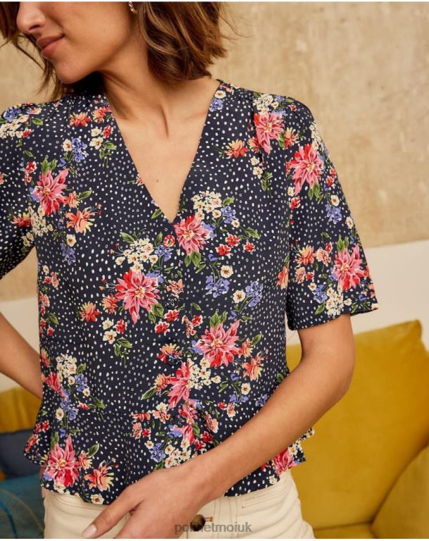 Clothing Polin et moi Topos Fabia Blouse Marine J4DB6220
