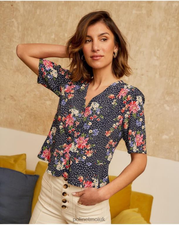 Clothing Polin et moi Topos Fabia Blouse Marine J4DB6220