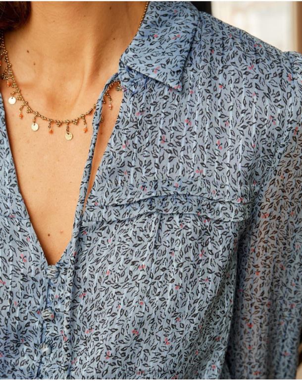 Clothing Polin et moi Xia Blouse Buttons klein blue J4DB6217