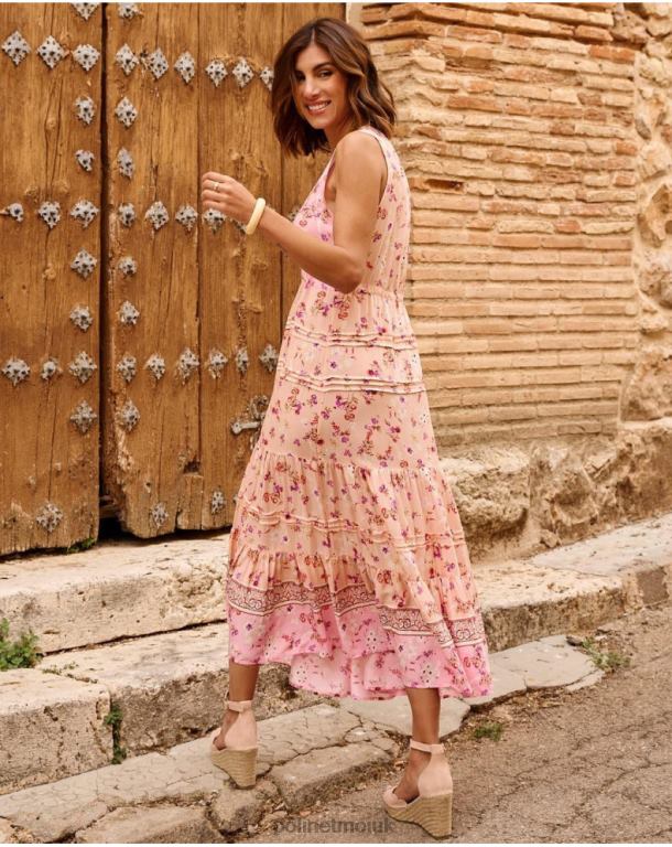 Clothing Polin et moi Adri Floral Dress Salmon J4DB653