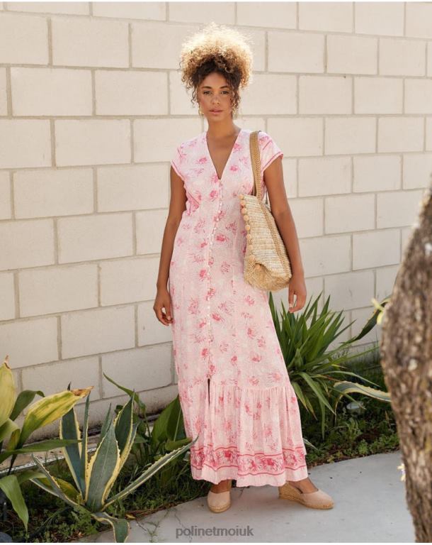 Clothing Polin et moi Adriana Buttons Dress ROSE J4DB613