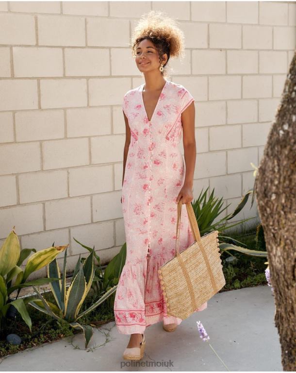 Clothing Polin et moi Adriana Buttons Dress ROSE J4DB613