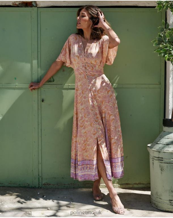 Clothing Polin et moi Agustina Buttons Dress ochre J4DB6110