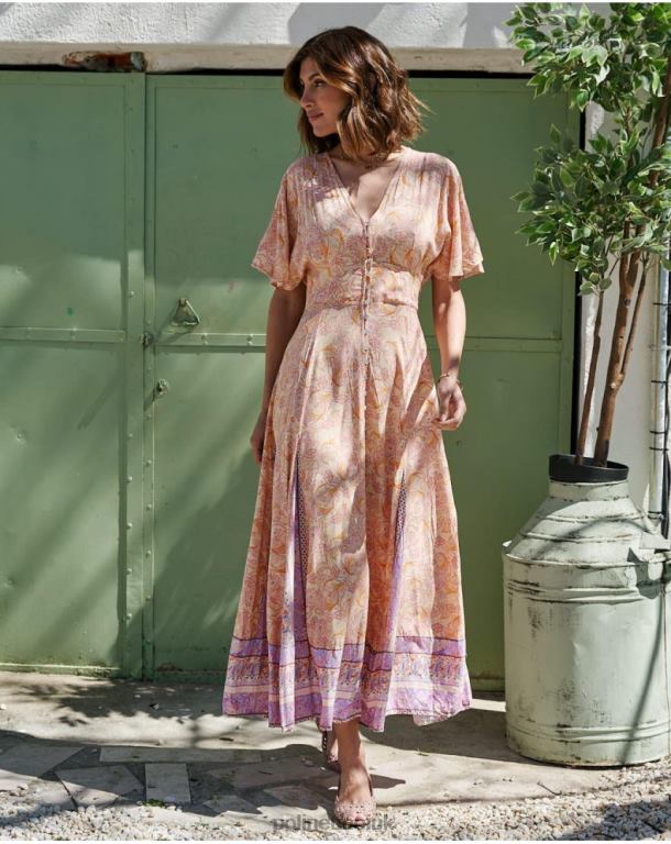 Clothing Polin et moi Agustina Buttons Dress ochre J4DB6110