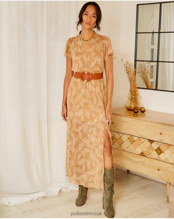 Clothing Polin et moi Bambina Leaves Dress camel J4DB6137