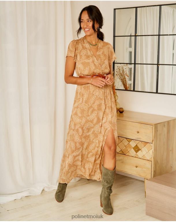 Clothing Polin et moi Bambina Leaves Dress camel J4DB6137