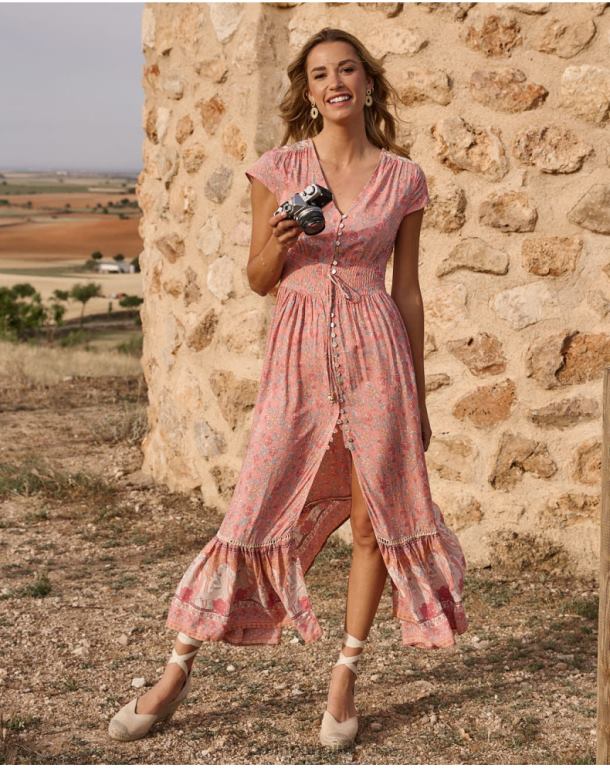 Clothing Polin et moi Carly Long Dress Salmon J4DB6124