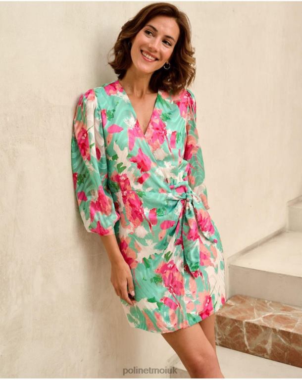 Clothing Polin et moi Denisse dress bow Water Green J4DB681