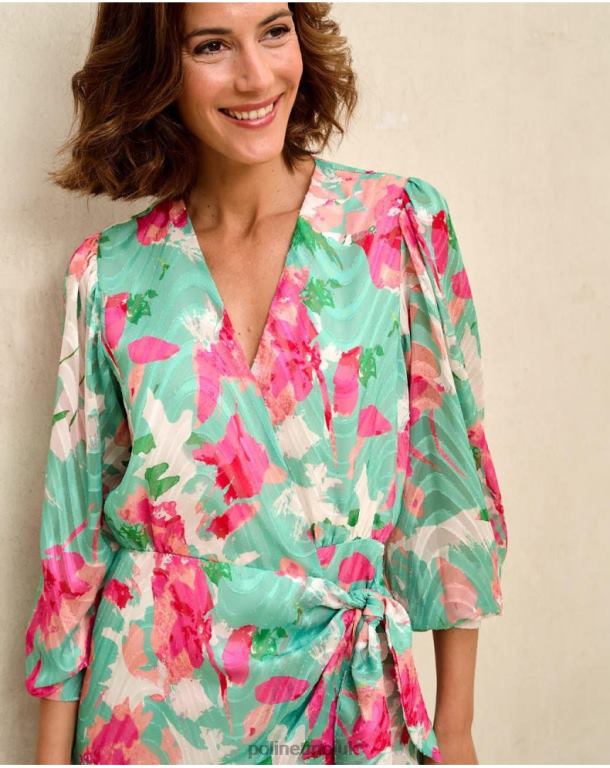 Clothing Polin et moi Denisse dress bow Water Green J4DB681