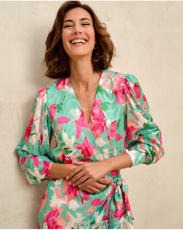 Clothing Polin et moi Denisse dress bow Water Green J4DB681